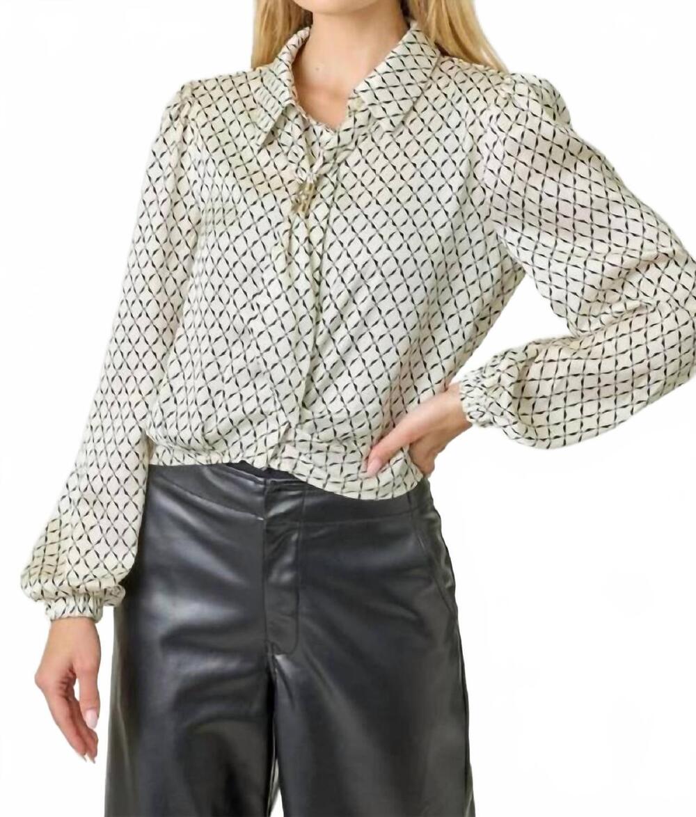 NEW MYSTREE women's scarf blouse in ivory
